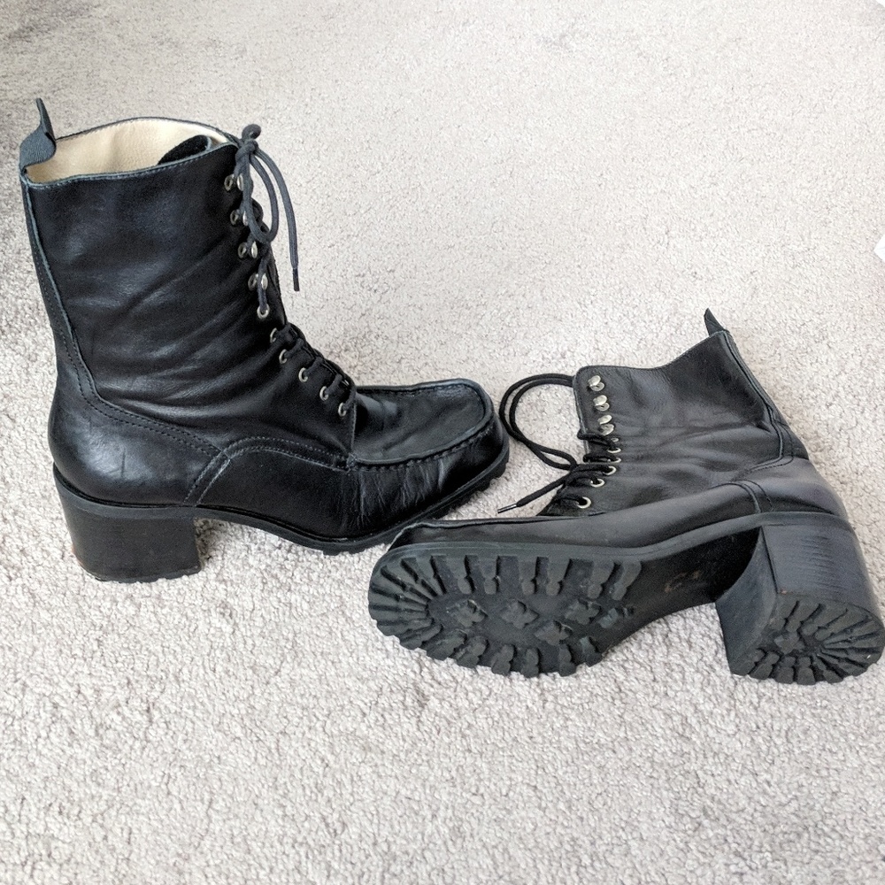 Black Heel Combat Boots